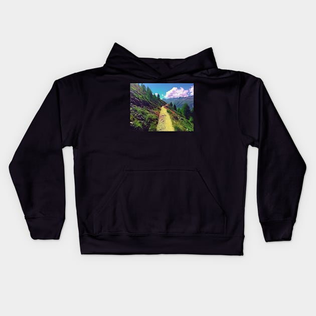 Hiking in Switzerland Kids Hoodie by Dturner29